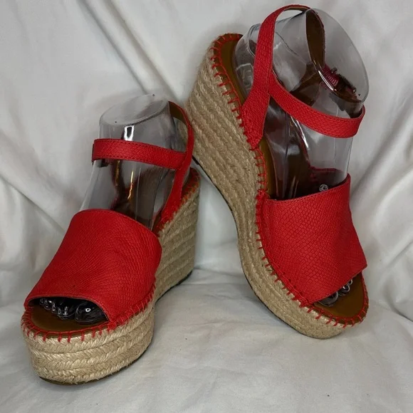 Franco Sarto Tamara Red Wedge Espadrille Sandals Size 8 - Picture 1 of 10